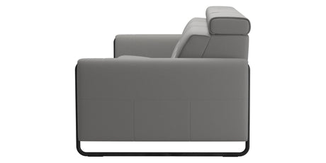 Paloma Leather Silver Grey & Matte Black Arm Trim | Stressless Emily 3-Seater Sofa | Valley Ridge Furniture