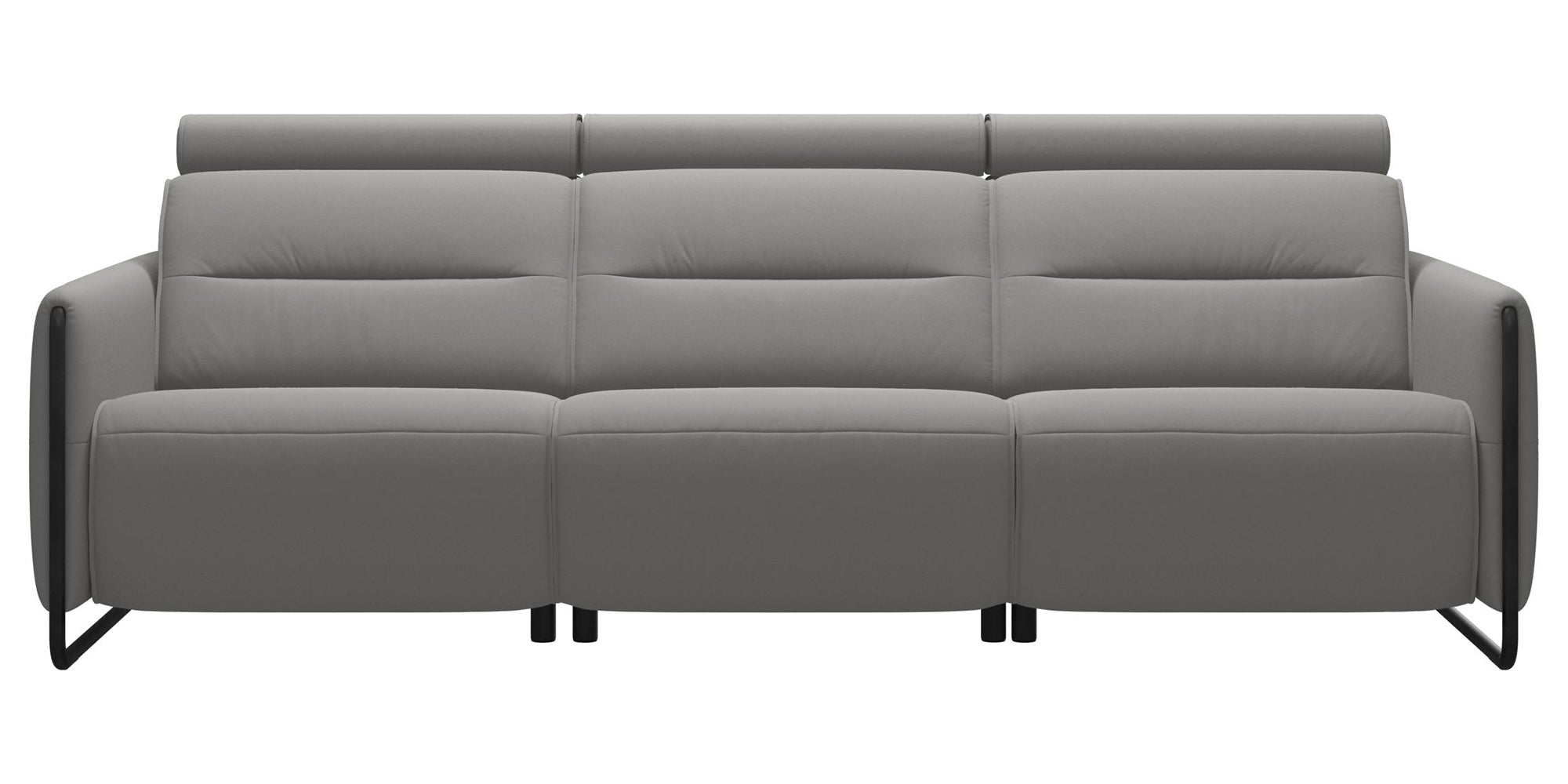 Paloma Leather Silver Grey &amp; Matte Black Arm Trim | Stressless Emily 3-Seater Sofa | Valley Ridge Furniture