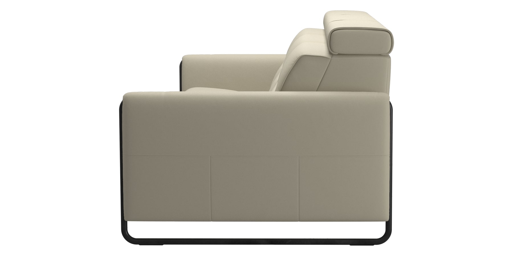 Paloma Leather Light Grey & Matte Black Arm Trim | Stressless Emily 3-Seater Sofa | Valley Ridge Furniture