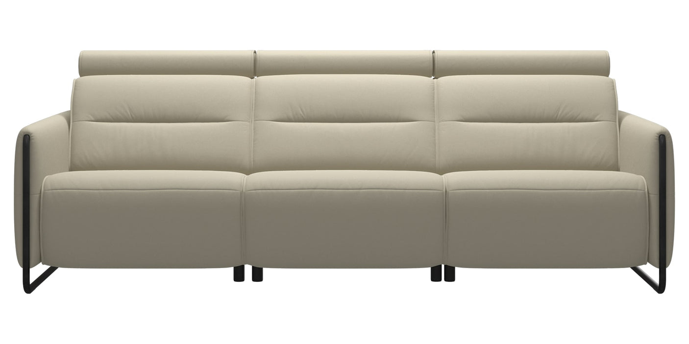 Paloma Leather Light Grey & Matte Black Arm Trim | Stressless Emily 3-Seater Sofa | Valley Ridge Furniture