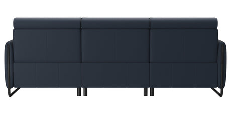 Paloma Leather Oxford Blue & Matte Black Arm Trim | Stressless Emily 3-Seater Sofa | Valley Ridge Furniture