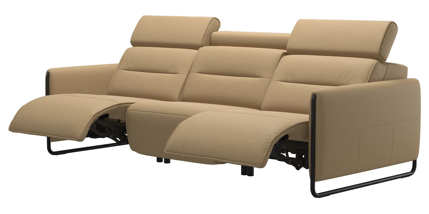 Paloma Leather Sand & Matte Black Arm Trim | Stressless Emily 3-Seater Sofa | Valley Ridge Furniture