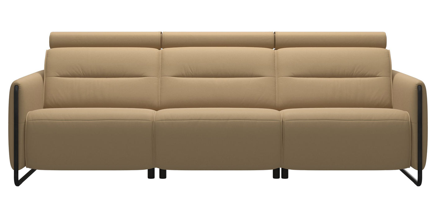Paloma Leather Sand & Matte Black Arm Trim | Stressless Emily 3-Seater Sofa | Valley Ridge Furniture