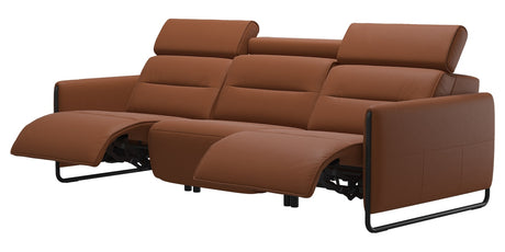 Paloma Leather New Cognac & Matte Black Arm Trim | Stressless Emily 3-Seater Sofa | Valley Ridge Furniture