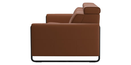 Paloma Leather New Cognac & Matte Black Arm Trim | Stressless Emily 3-Seater Sofa | Valley Ridge Furniture