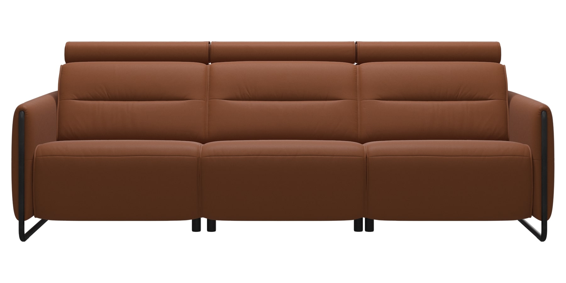Paloma Leather New Cognac & Matte Black Arm Trim | Stressless Emily 3-Seater Sofa | Valley Ridge Furniture