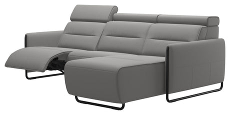 Paloma Leather Silver Grey & Matte Black Arm Trim | Stressless Emily 2-Seater Sofa with Long Seat | Valley Ridge Furniture