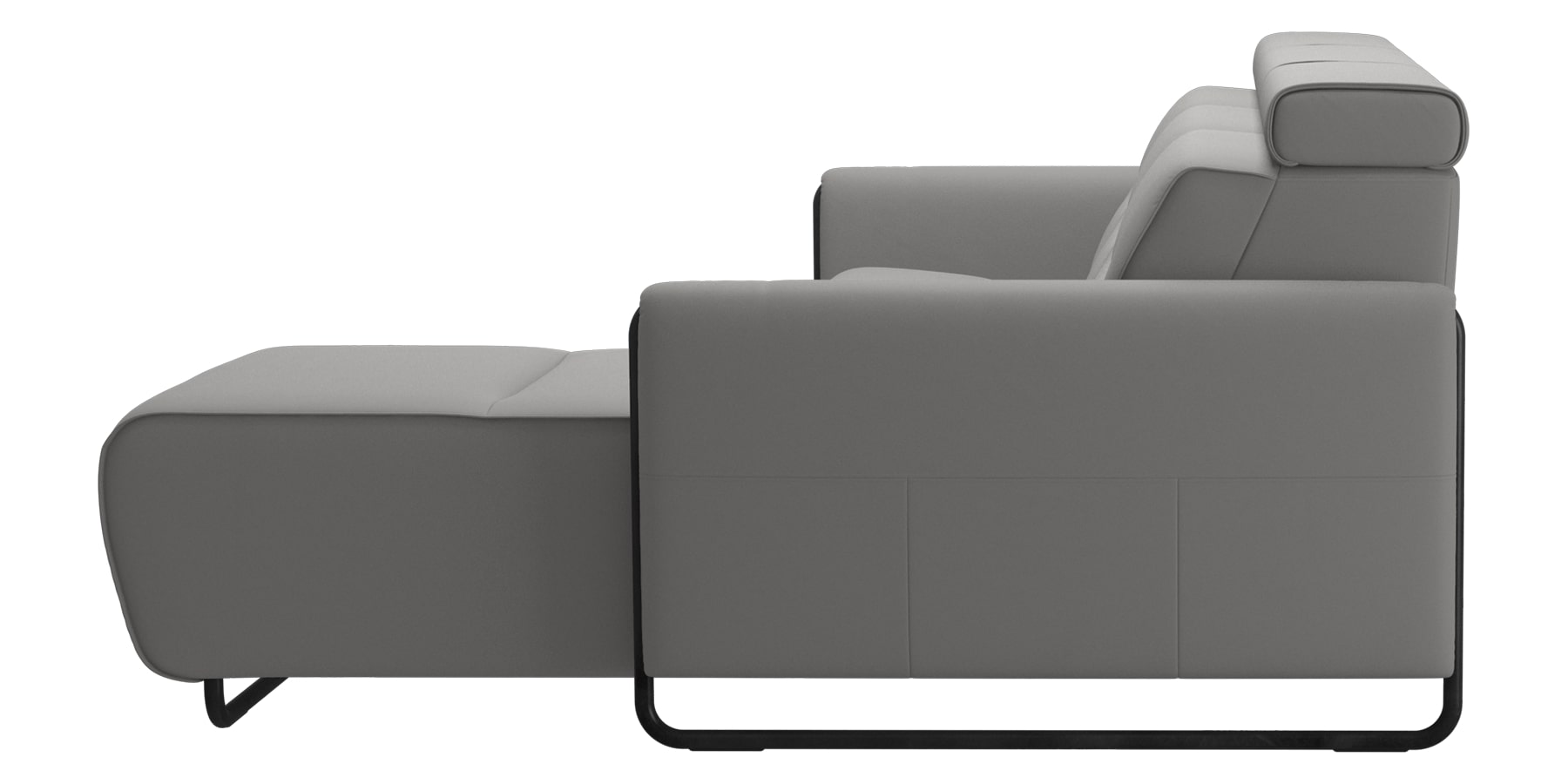 Paloma Leather Silver Grey &amp; Matte Black Arm Trim | Stressless Emily 2-Seater Sofa with Long Seat | Valley Ridge Furniture