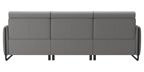 Paloma Leather Silver Grey & Matte Black Arm Trim | Stressless Emily 2-Seater Sofa with Long Seat | Valley Ridge Furniture