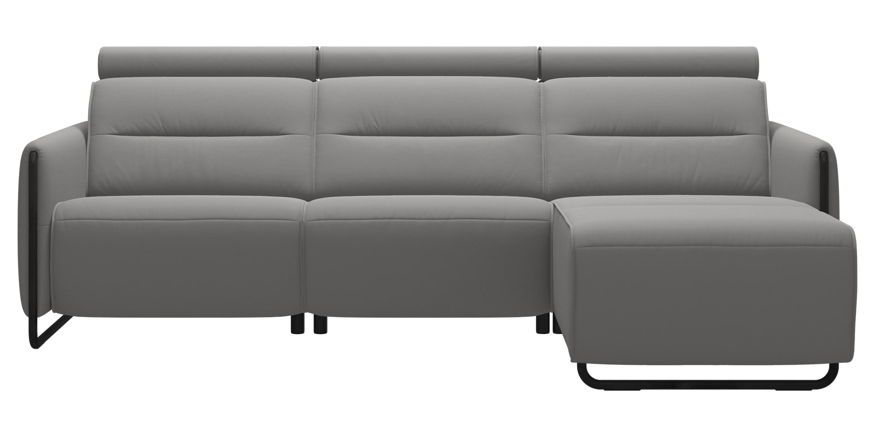 Paloma Leather Silver Grey &amp; Matte Black Arm Trim | Stressless Emily 2-Seater Sofa with Long Seat | Valley Ridge Furniture