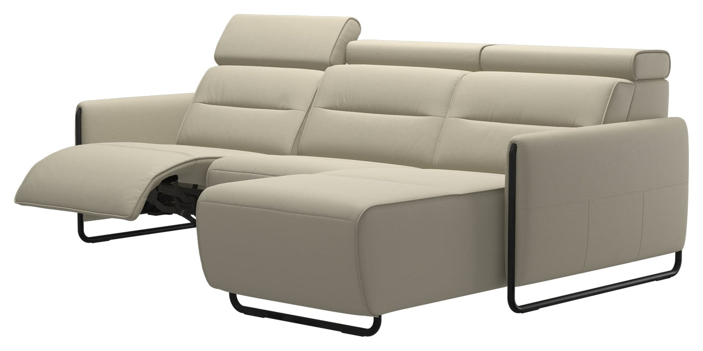 Paloma Leather Light Grey & Matte Black Arm Trim | Stressless Emily 2-Seater Sofa with Long Seat | Valley Ridge Furniture