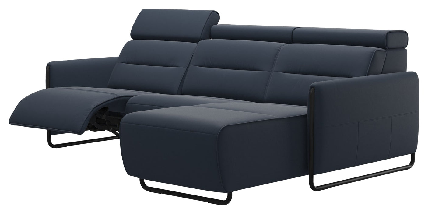 Paloma Leather Oxford Blue & Matte Black Arm Trim | Stressless Emily 2-Seater Sofa with Long Seat | Valley Ridge Furniture