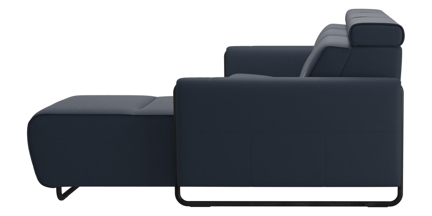 Paloma Leather Oxford Blue & Matte Black Arm Trim | Stressless Emily 2-Seater Sofa with Long Seat | Valley Ridge Furniture