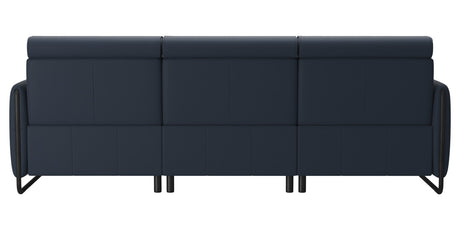 Paloma Leather Oxford Blue & Matte Black Arm Trim | Stressless Emily 2-Seater Sofa with Long Seat | Valley Ridge Furniture