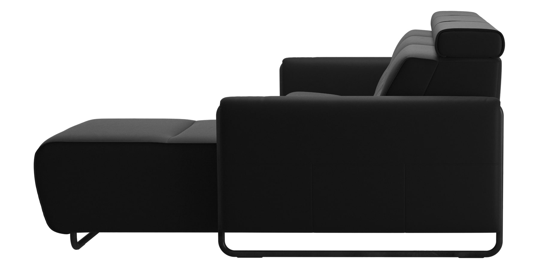 Paloma Leather Black &amp; Matte Black Arm Trim | Stressless Emily 2-Seater Sofa with Long Seat | Valley Ridge Furniture