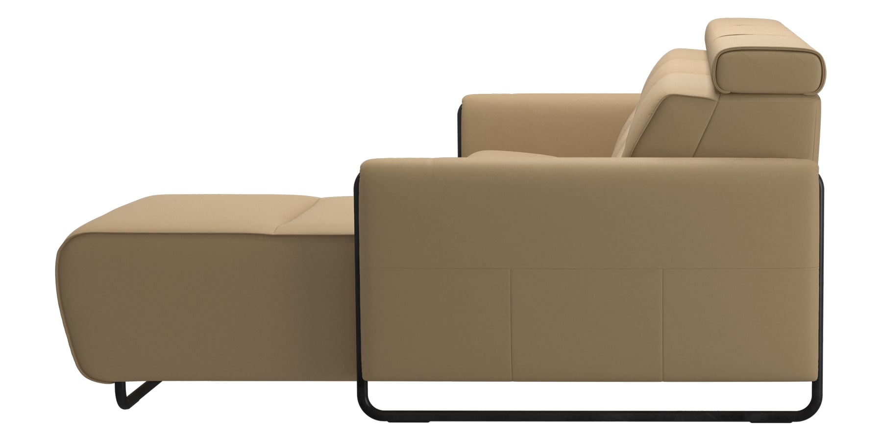 Paloma Leather Sand &amp; Matte Black Arm Trim | Stressless Emily 2-Seater Sofa with Long Seat | Valley Ridge Furniture