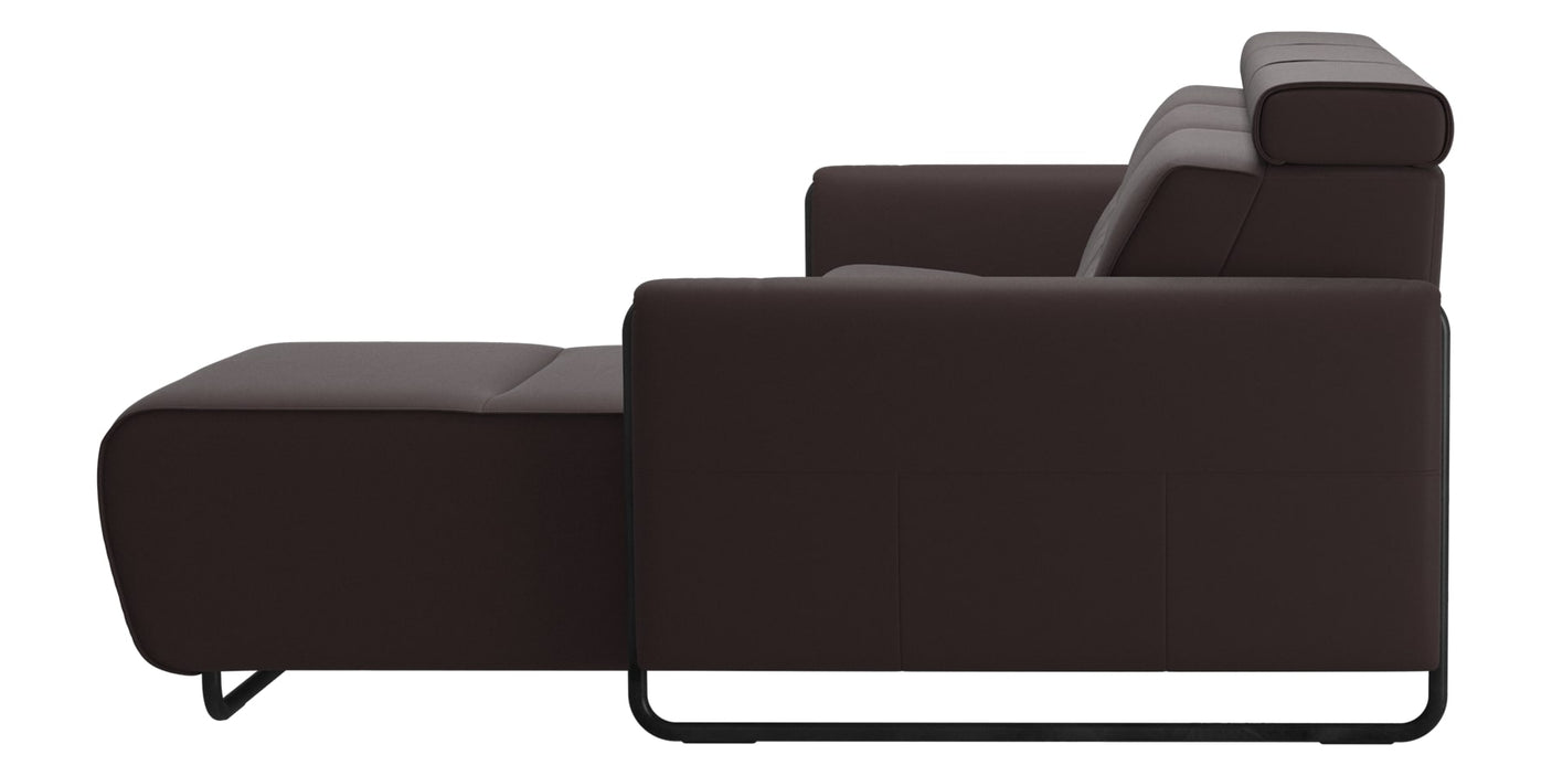 Paloma Leather Chocolate & Matte Black Arm Trim | Stressless Emily 2-Seater Sofa with Long Seat | Valley Ridge Furniture