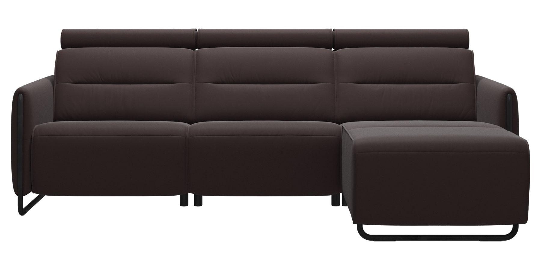 Paloma Leather Chocolate &amp; Matte Black Arm Trim | Stressless Emily 2-Seater Sofa with Long Seat | Valley Ridge Furniture