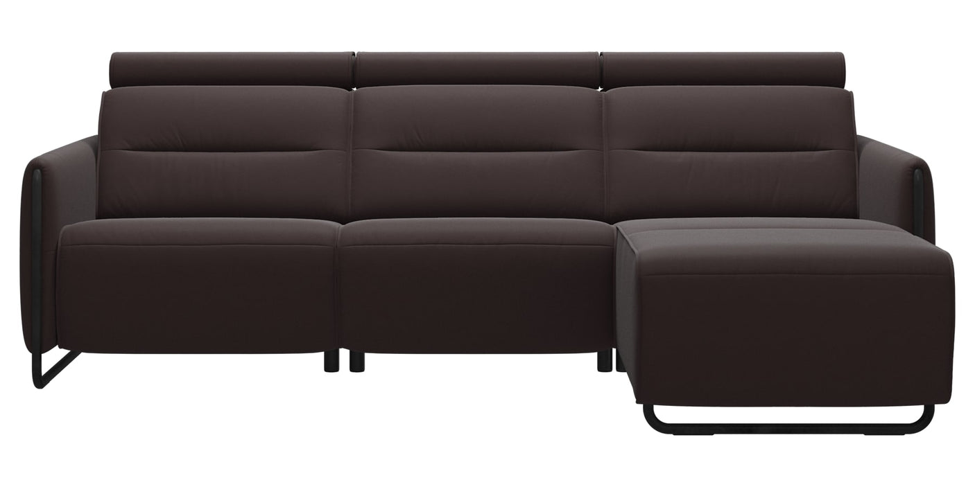 Paloma Leather Chocolate & Matte Black Arm Trim | Stressless Emily 2-Seater Sofa with Long Seat | Valley Ridge Furniture