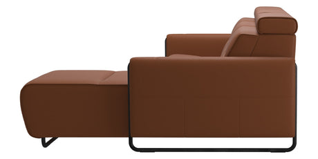 Paloma Leather New Cognac & Matte Black Arm Trim | Stressless Emily 2-Seater Sofa with Long Seat | Valley Ridge Furniture