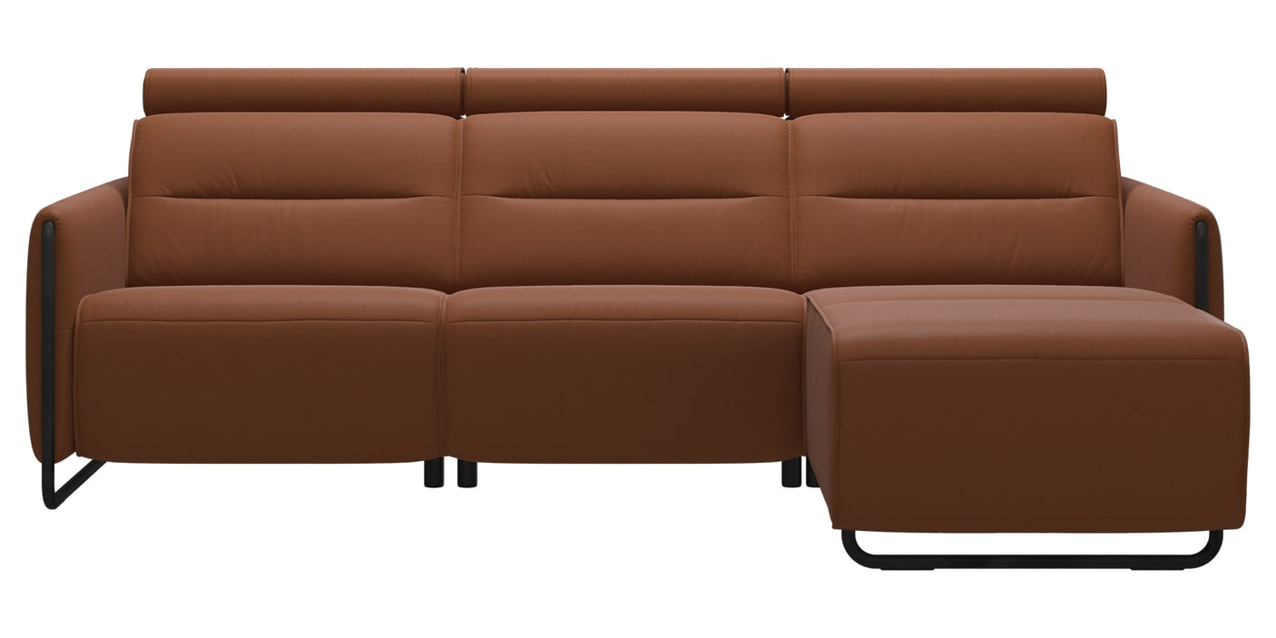 Paloma Leather New Cognac & Matte Black Arm Trim | Stressless Emily 2-Seater Sofa with Long Seat | Valley Ridge Furniture