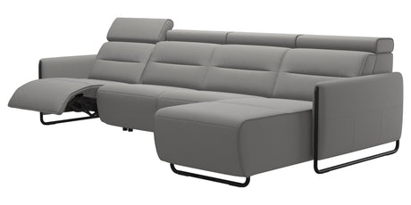 Paloma Leather Silver Grey & Matte Black Arm Trim | Stressless Emily 3-Seater Sofa with Long Seat | Valley Ridge Furniture