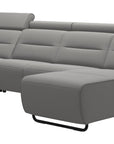 Paloma Leather Silver Grey & Matte Black Arm Trim | Stressless Emily 3-Seater Sofa with Long Seat | Valley Ridge Furniture