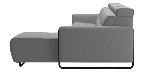 Paloma Leather Silver Grey & Matte Black Arm Trim | Stressless Emily 3-Seater Sofa with Long Seat | Valley Ridge Furniture