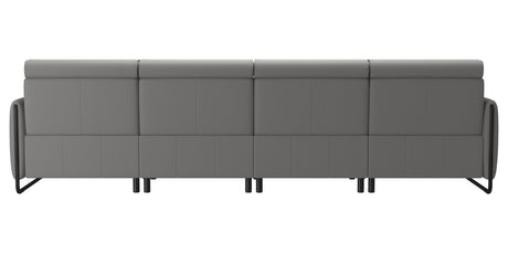 Paloma Leather Silver Grey & Matte Black Arm Trim | Stressless Emily 3-Seater Sofa with Long Seat | Valley Ridge Furniture