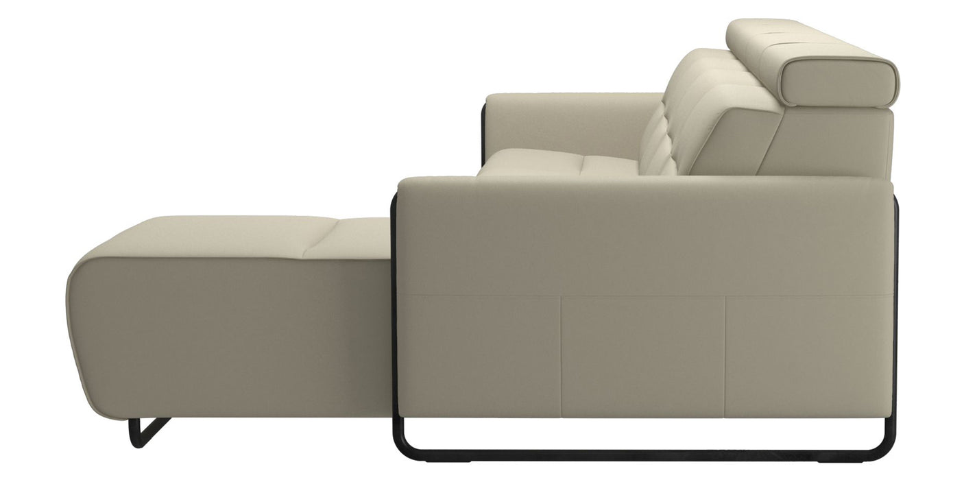 Paloma Leather Light Grey & Matte Black Arm Trim | Stressless Emily 3-Seater Sofa with Long Seat | Valley Ridge Furniture