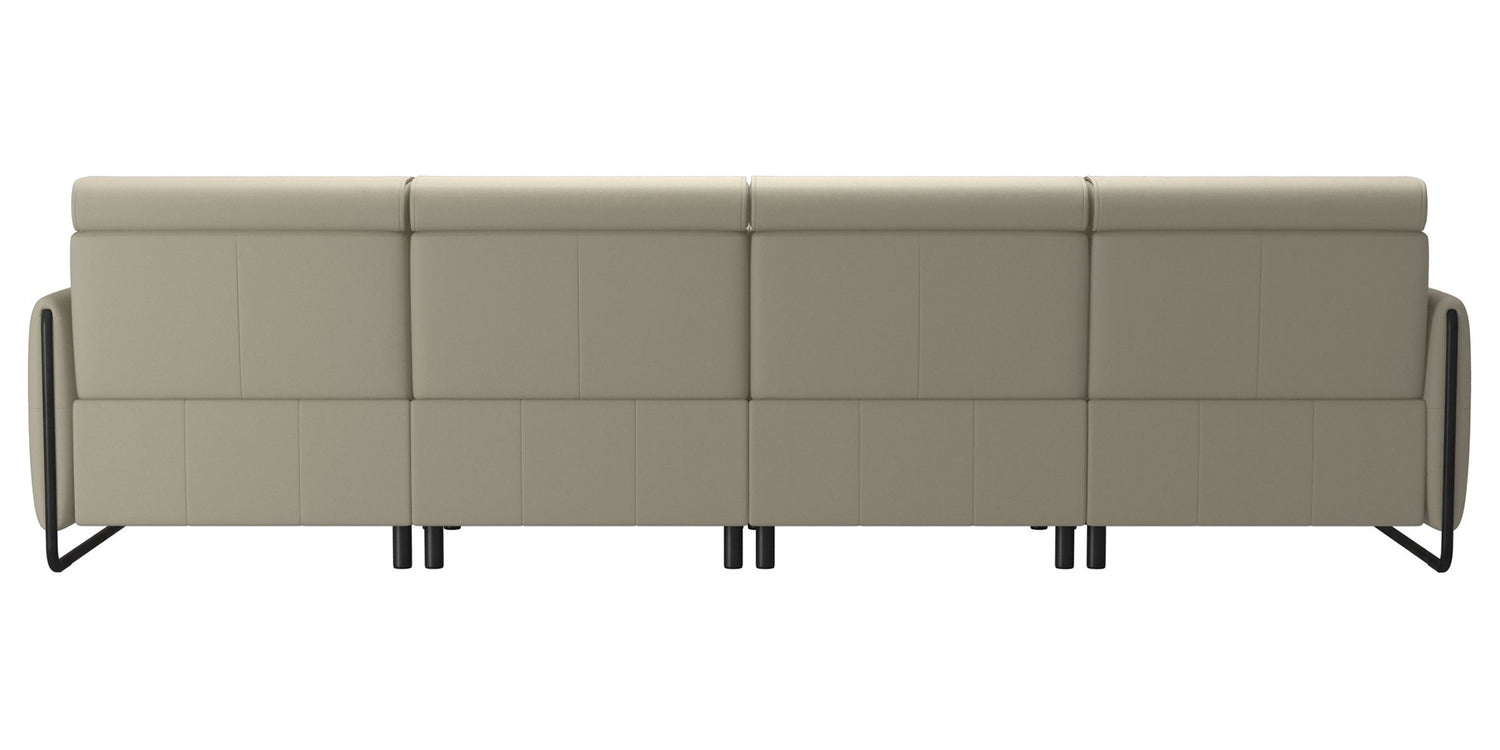 Paloma Leather Light Grey & Matte Black Arm Trim | Stressless Emily 3-Seater Sofa with Long Seat | Valley Ridge Furniture