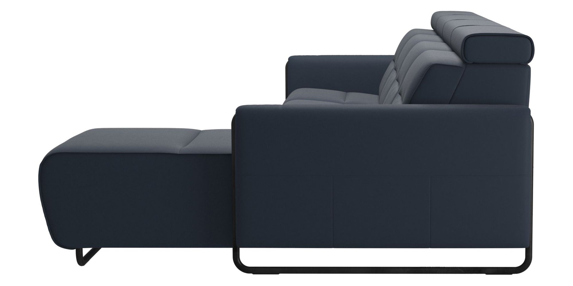 Paloma Leather Oxford Blue &amp; Matte Black Arm Trim | Stressless Emily 3-Seater Sofa with Long Seat | Valley Ridge Furniture