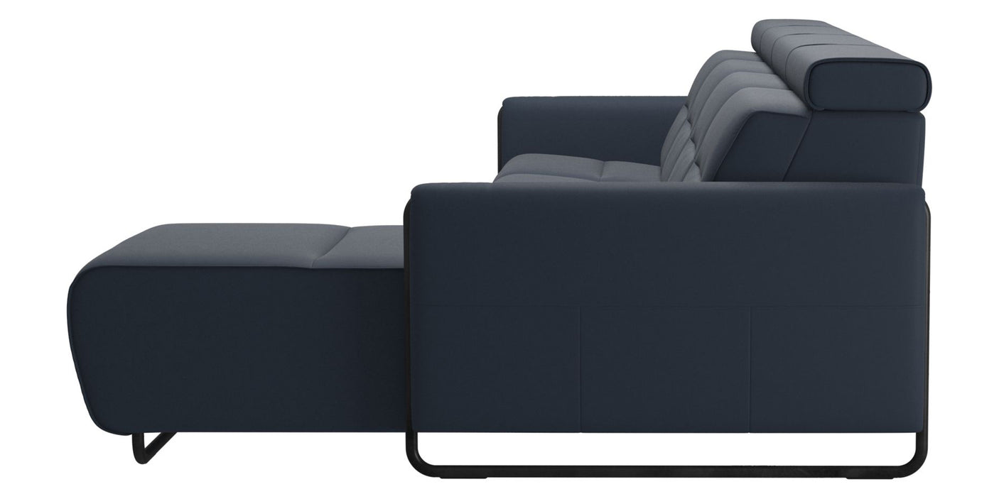 Paloma Leather Oxford Blue & Matte Black Arm Trim | Stressless Emily 3-Seater Sofa with Long Seat | Valley Ridge Furniture