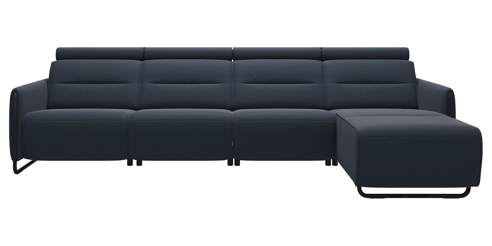 Paloma Leather Oxford Blue & Matte Black Arm Trim | Stressless Emily 3-Seater Sofa with Long Seat | Valley Ridge Furniture