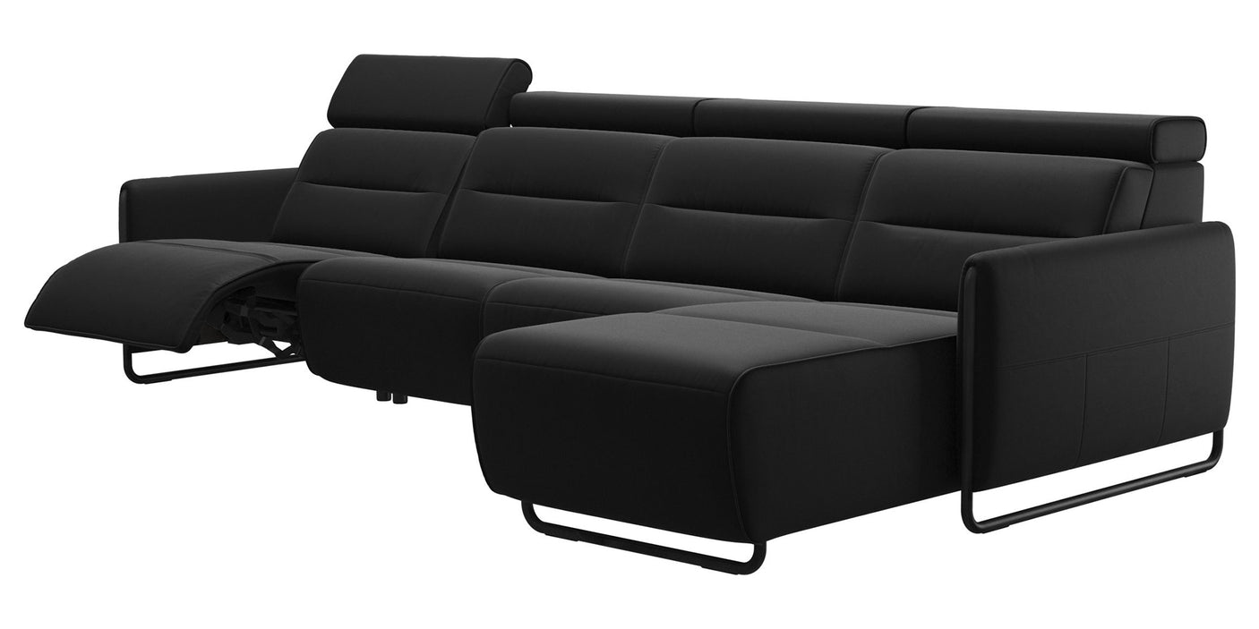 Paloma Leather Black & Matte Black Arm Trim | Stressless Emily 3-Seater Sofa with Long Seat | Valley Ridge Furniture
