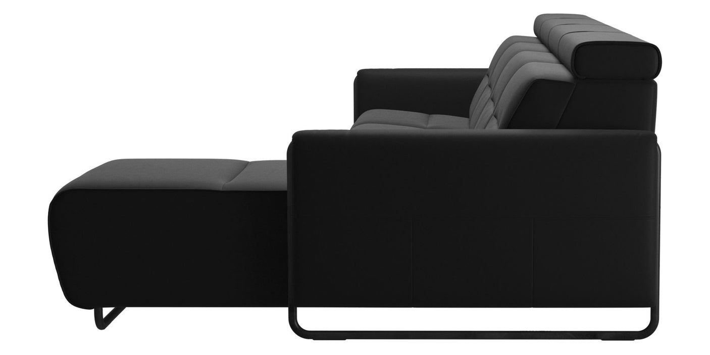 Paloma Leather Black & Matte Black Arm Trim | Stressless Emily 3-Seater Sofa with Long Seat | Valley Ridge Furniture