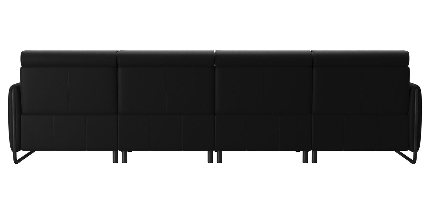 Paloma Leather Black & Matte Black Arm Trim | Stressless Emily 3-Seater Sofa with Long Seat | Valley Ridge Furniture