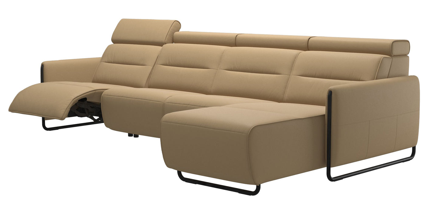 Paloma Leather Sand & Matte Black Arm Trim | Stressless Emily 3-Seater Sofa with Long Seat | Valley Ridge Furniture