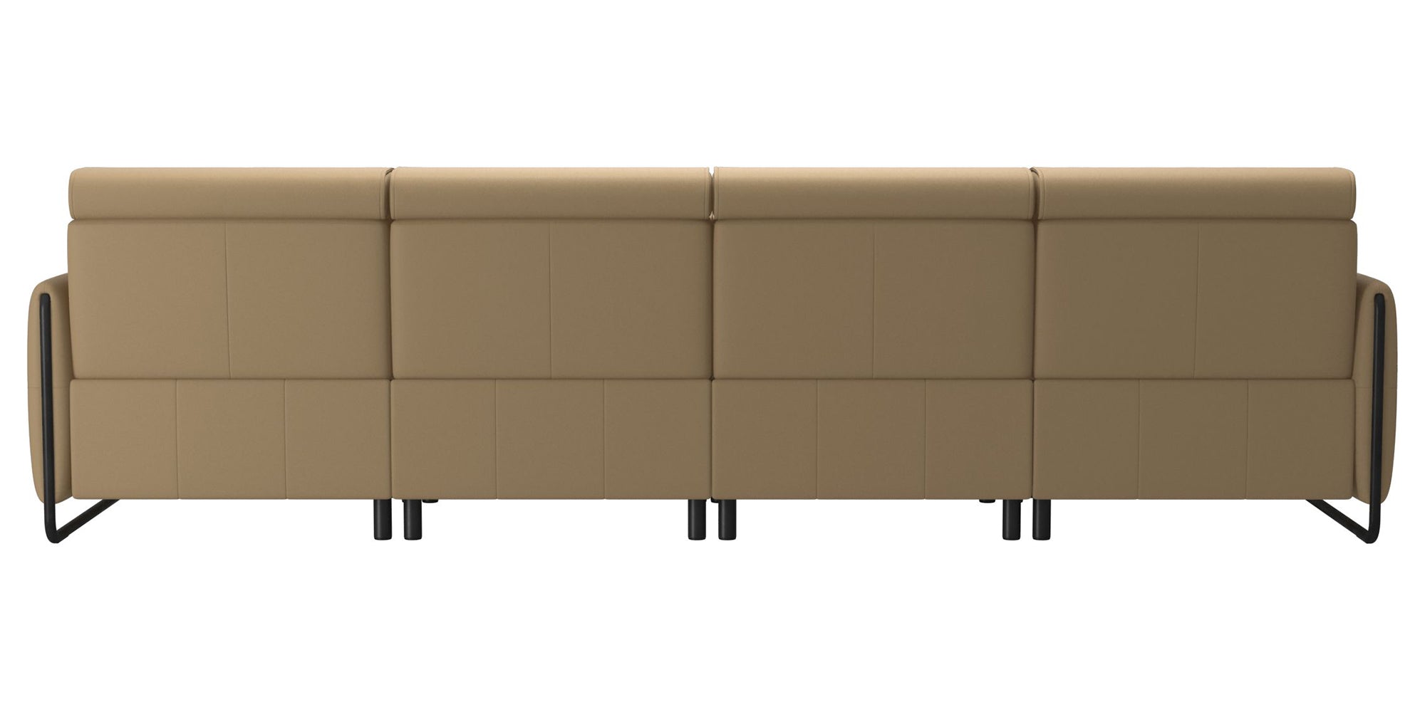 Paloma Leather Sand &amp; Matte Black Arm Trim | Stressless Emily 3-Seater Sofa with Long Seat | Valley Ridge Furniture