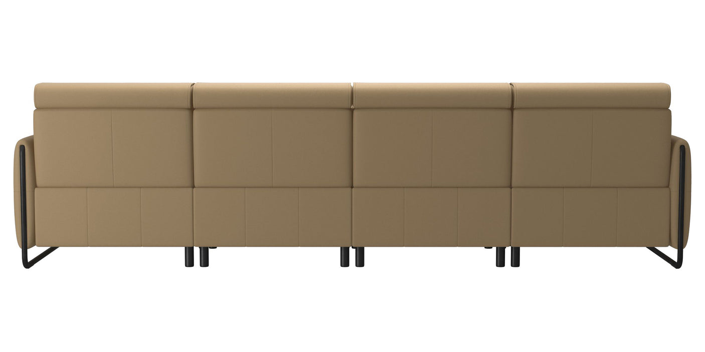 Paloma Leather Sand & Matte Black Arm Trim | Stressless Emily 3-Seater Sofa with Long Seat | Valley Ridge Furniture