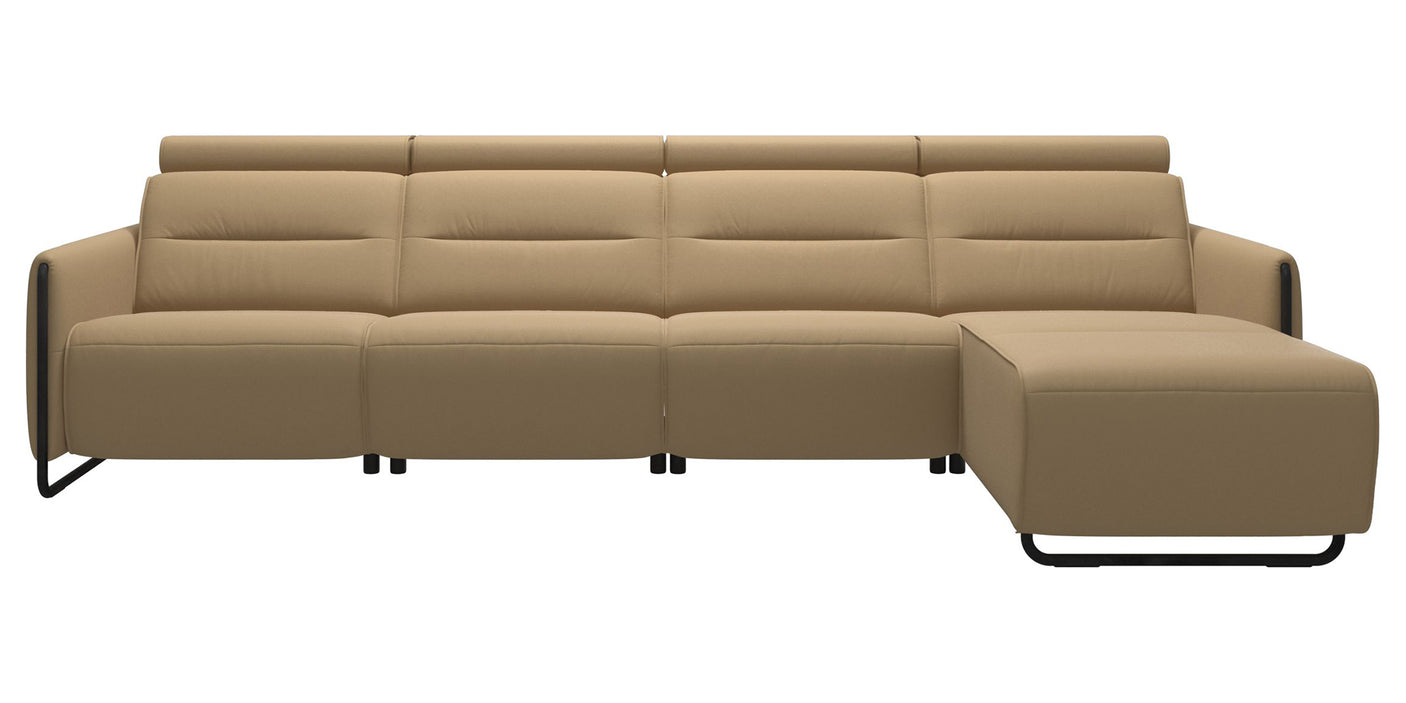 Paloma Leather Sand & Matte Black Arm Trim | Stressless Emily 3-Seater Sofa with Long Seat | Valley Ridge Furniture