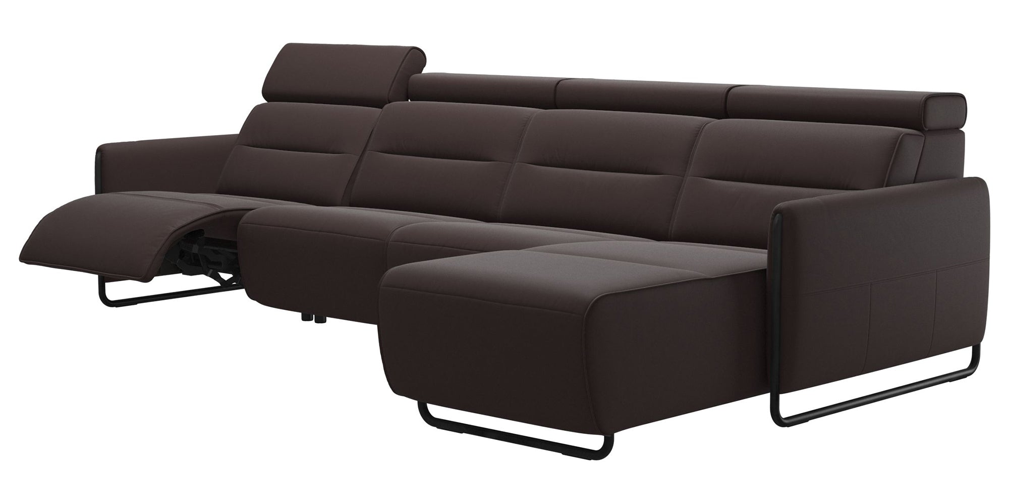 Paloma Leather Chocolate &amp; Matte Black Arm Trim | Stressless Emily 3-Seater Sofa with Long Seat | Valley Ridge Furniture