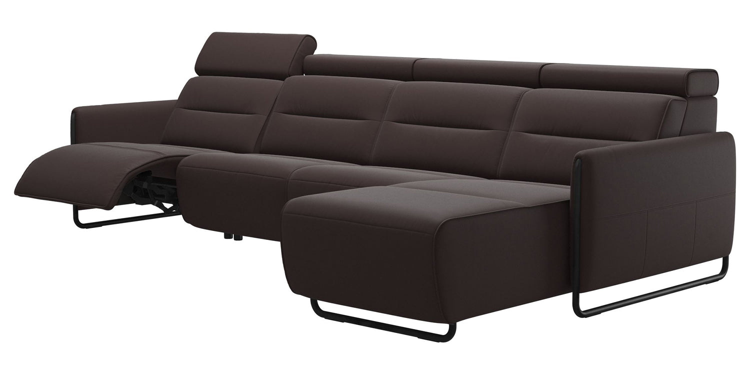 Paloma Leather Chocolate & Matte Black Arm Trim | Stressless Emily 3-Seater Sofa with Long Seat | Valley Ridge Furniture