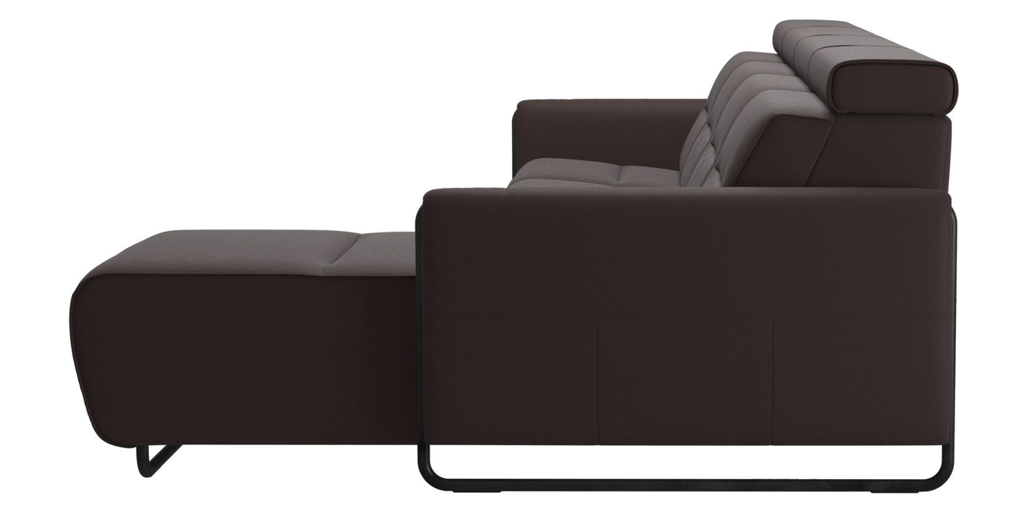 Paloma Leather Chocolate & Matte Black Arm Trim | Stressless Emily 3-Seater Sofa with Long Seat | Valley Ridge Furniture