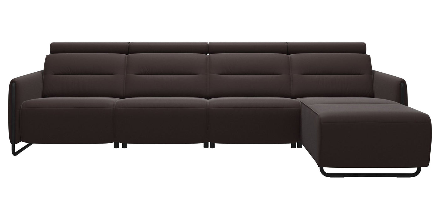Paloma Leather Chocolate & Matte Black Arm Trim | Stressless Emily 3-Seater Sofa with Long Seat | Valley Ridge Furniture