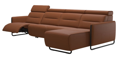 Paloma Leather New Cognac & Matte Black Arm Trim | Stressless Emily 3-Seater Sofa with Long Seat | Valley Ridge Furniture