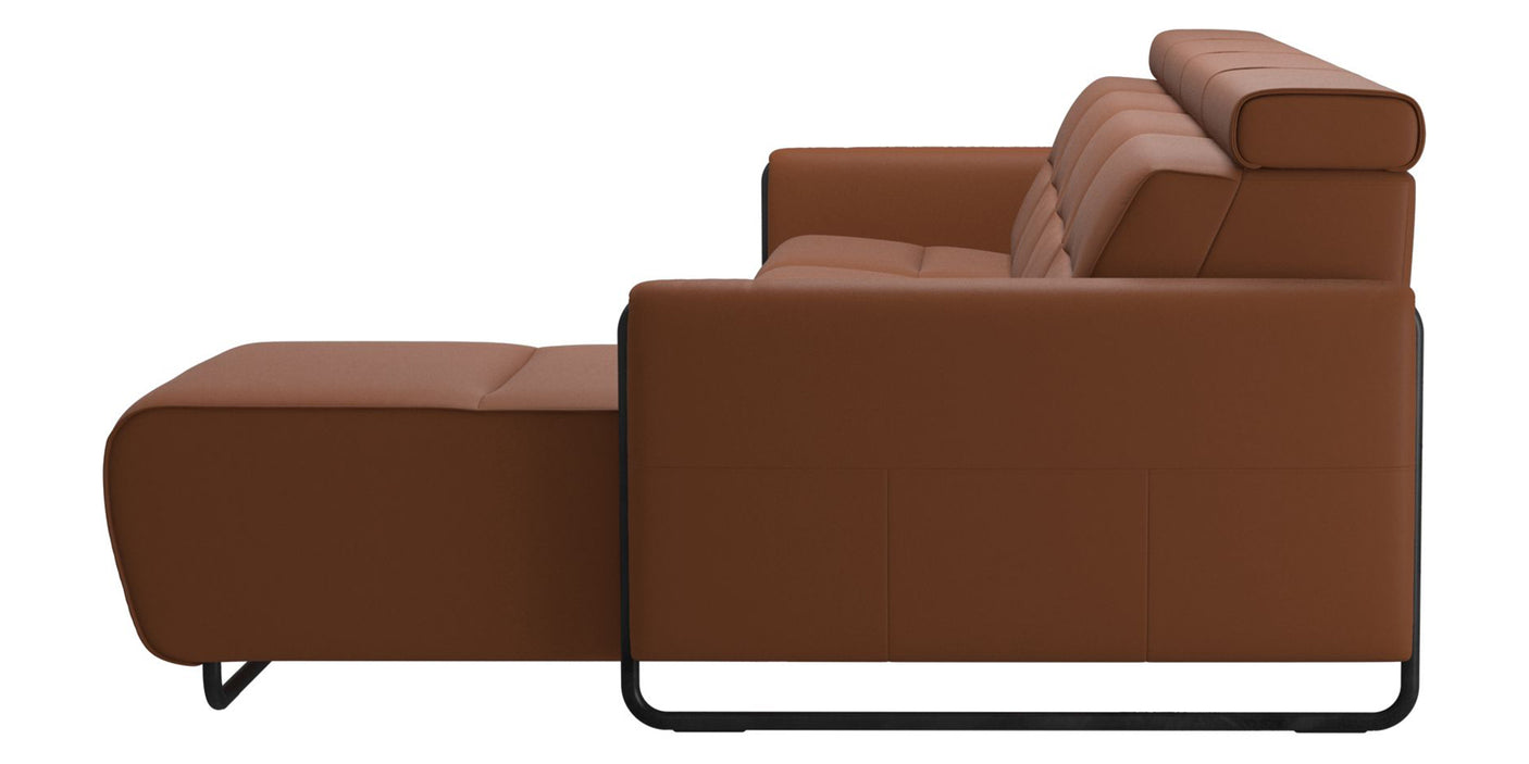 Paloma Leather New Cognac & Matte Black Arm Trim | Stressless Emily 3-Seater Sofa with Long Seat | Valley Ridge Furniture