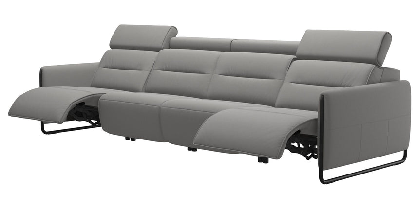 Paloma Leather Silver Grey & Matte Black Arm Trim | Stressless Emily 4-Seater Sofa | Valley Ridge Furniture