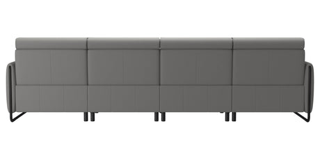 Paloma Leather Silver Grey & Matte Black Arm Trim | Stressless Emily 4-Seater Sofa | Valley Ridge Furniture