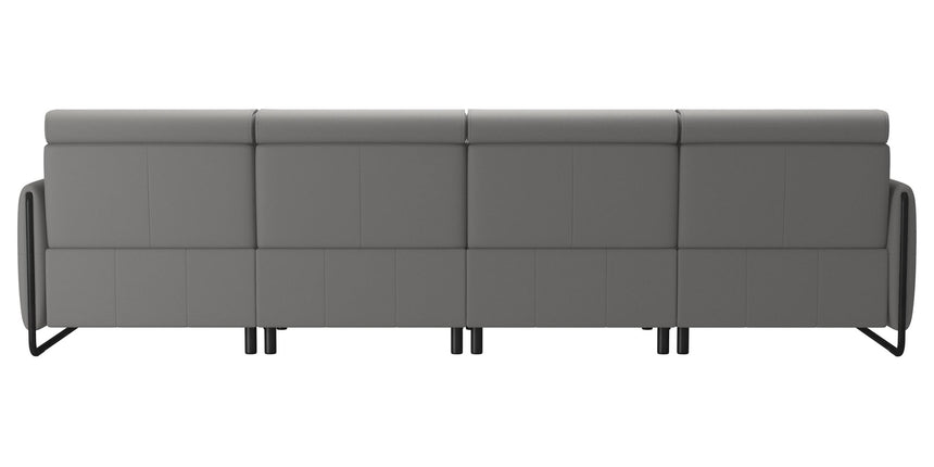 Paloma Leather Silver Grey & Matte Black Arm Trim | Stressless Emily 4-Seater Sofa | Valley Ridge Furniture